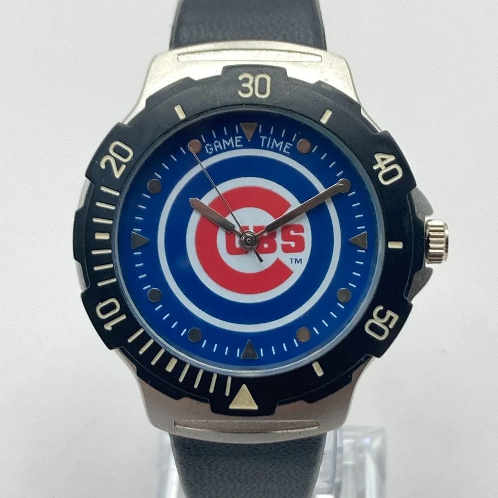 Chicago Cubs Men's Watch MLB Game Time 38mm Rotating Bezel New Battery 8.5